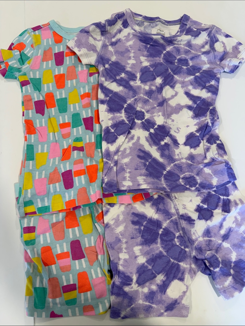 Crew Cuts Bundle of 2 Short Pajama Sets - popsicle and tie dye prints